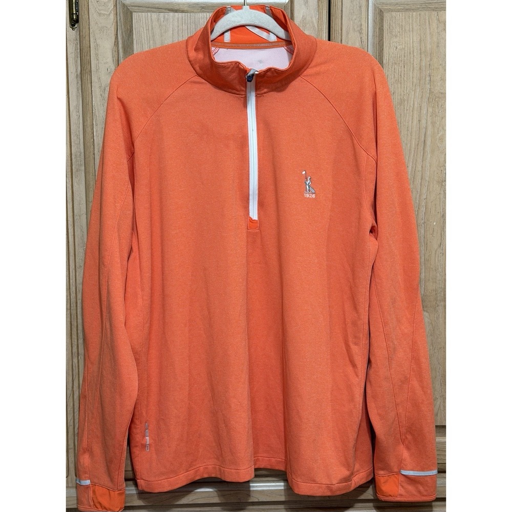 Zero Restriction Quarter Zip Golf Performance Orange Pullover Size XL 1926 Logo